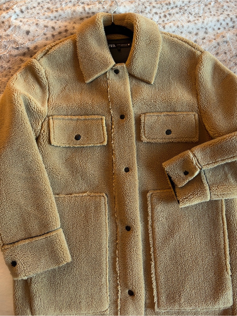 Zara Sherpa Jacket in Brown - Picture 1 of 5